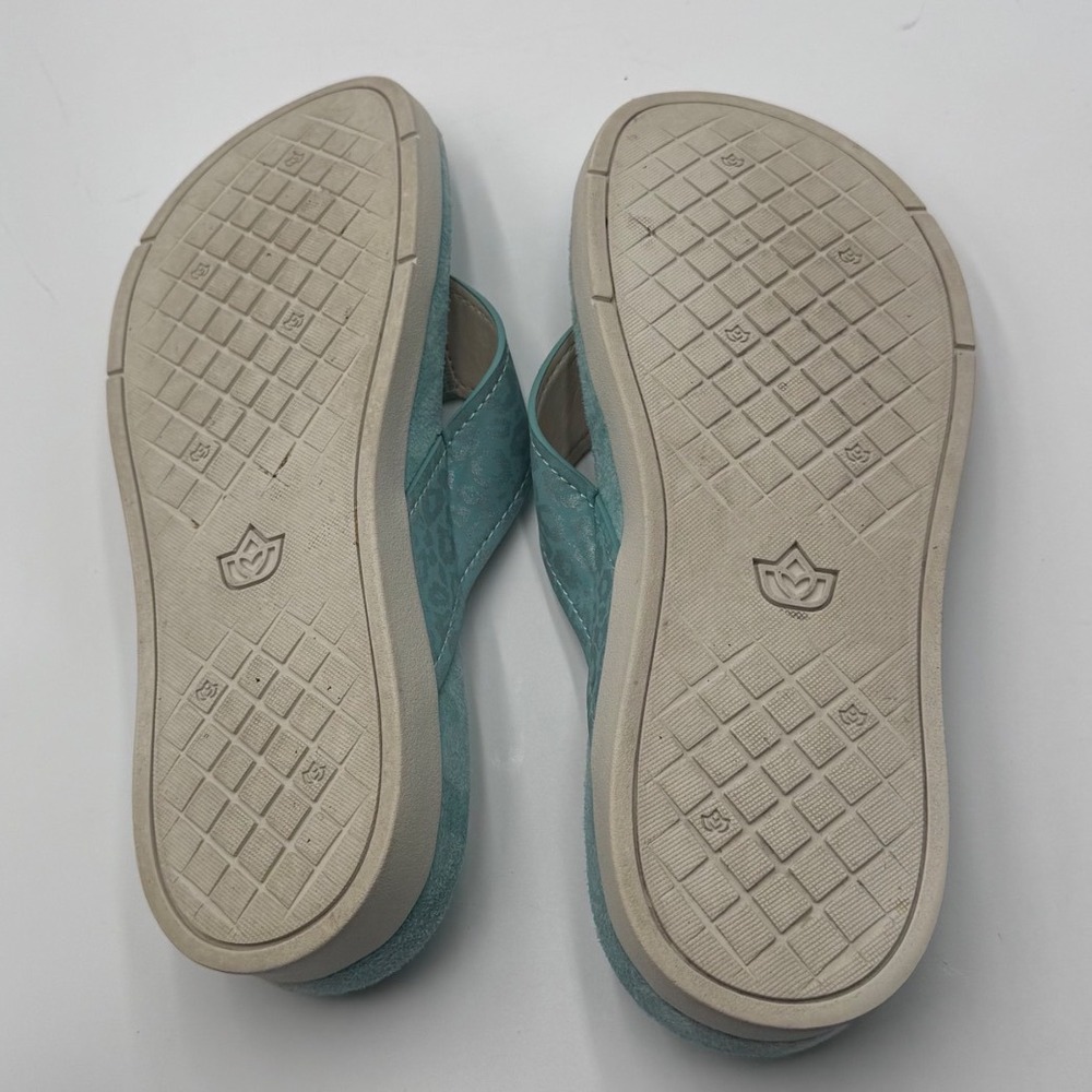 Spenco Womens Aqua Blue Leopard Print Orthotic Thong Sandals Flip Flops Size 8.5 - Picture 6 of 8